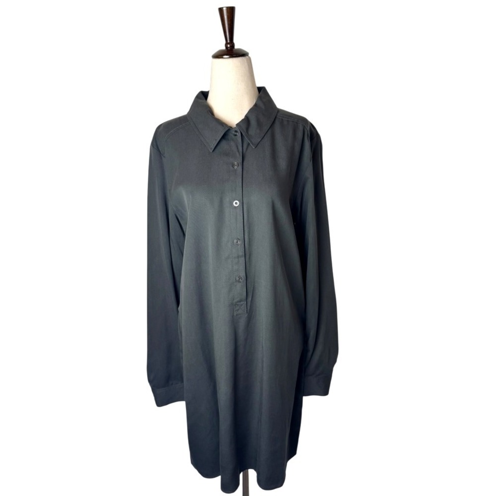 Michael Stars Dress Women Large Black Collared Long Sleeve Shirt Dress Mini NWT